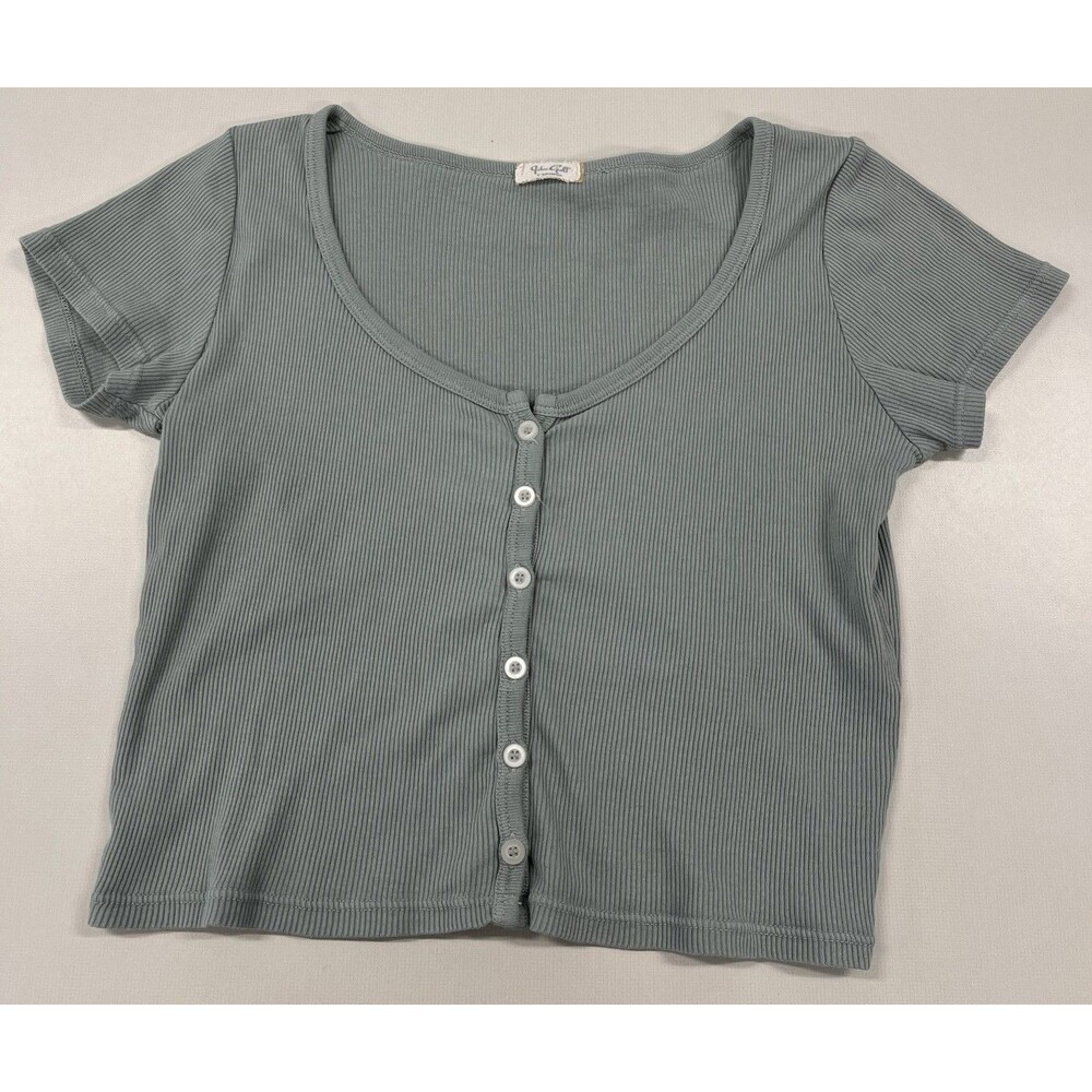 Women's John Galt Sage Green Ribbed Crop Top, One Size
